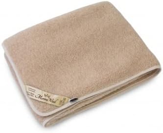 Merino Wool Blanket Throw Bed Natural Bed Blanket (63"x79" - 160x200cm, Beige)