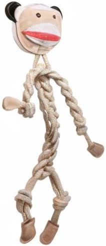 HuggleHounds Natural Rope Knottie - Leather Dog Toys for Aggressive Chewers, All Natural Cotton, Interactive Leather Toy for Small or Large Dog Breeds, Tough & Durable Chew Toy - Stuey Sock Monkey