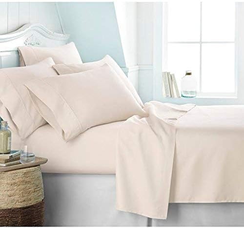 100% Organic Cotton Sheet Set, 500 Thread Count - GOTS Certified 28'' Deep Pockets - Easy Fit - Wrinkle Free -Breathable & Cooling Sheets(Ivory/King)