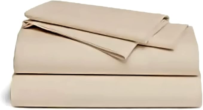 ORGANIC TEXTILES Organic Cotton Bed Sheets Set for Bedroom (Cal King Size, Champagne) 410 Thread Count, GOTS Certified, Breathable and Comfortable, Luxurious Soft, All Season Use, Machine Washable