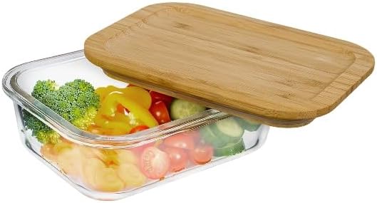 5 Pack 35.1oz Glass Containers with Bamboo Lids, Meal Prep Food Storage Containers, BPA Free, Microwave & Dishwasher Safe