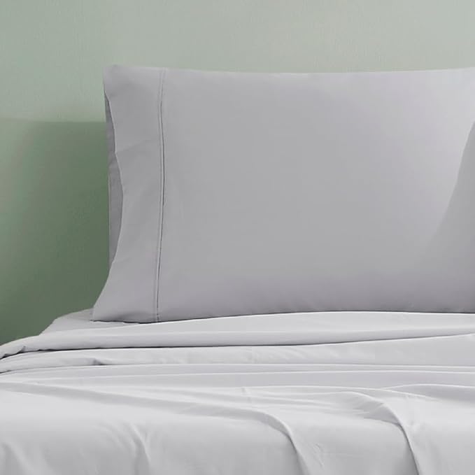 Linen Closet 100% Organic Cotton Pillow Cases standard Size Set of 2, Light Gray, 300 Thread Count Pillow Covers, Percale, Cooling, Crisp, Breathable Pillowcases for Home, Hotel Pillows, 30"x20”