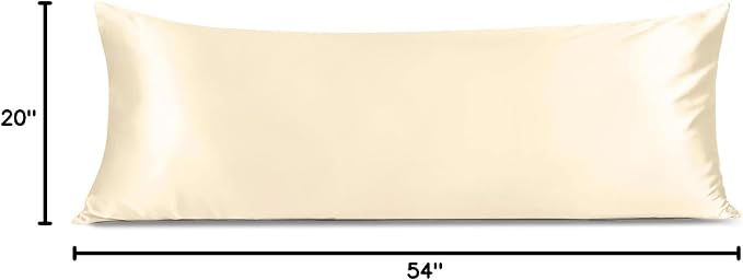 INFIIXSO Body Pillow Cover with Zipper, Luxury Mulberry Silk Body Pillow Case 20x54 Inches, Ultra Smooth and Soft Cooling Long Pillowcase, Gift for Women, Men(Ivory)