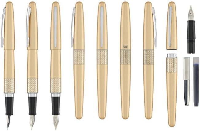 Goldspot Personalized Pilot Metropolitan Zig Zag Fountain Pen in Custom Engraved Pen in Gold