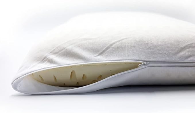 OrganicTextiles Dunlop Organic Latex Pillow with Organic Cotton Cover (Queen, 2-Pack) GOTS & GOLS Certified, Bed Pillow for Sleeping, Neck Pain Relief, Head Support, for Side Back Stomach Sleeper