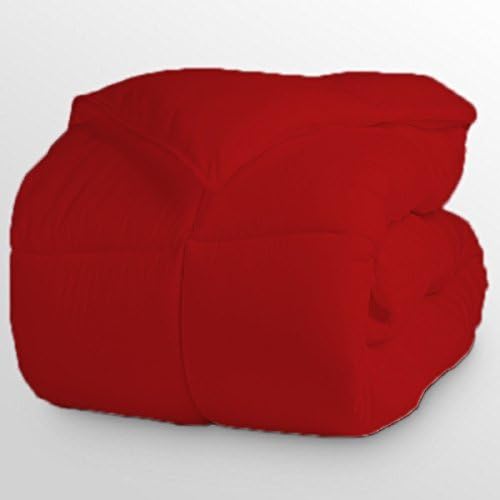 Luxurious and Hypoallergenic 600 Thread Count 1 Piece Down Alternative Comforter 100% Egyptian Cotton Solid (Twin/Twin XL, Blood Red)