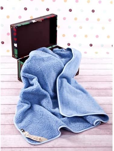 Merino Wool Blanket Throw Bed Natural Bed Blanket (63"x79" - 160x200cm, Blue)