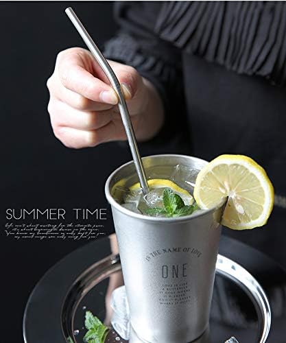 Set of 48 Stainless Steel Metal Straws 8.5'' Reusable Drinking Straws For 20oz Tumblers Yeti 6mm Diameter (48 Bent)
