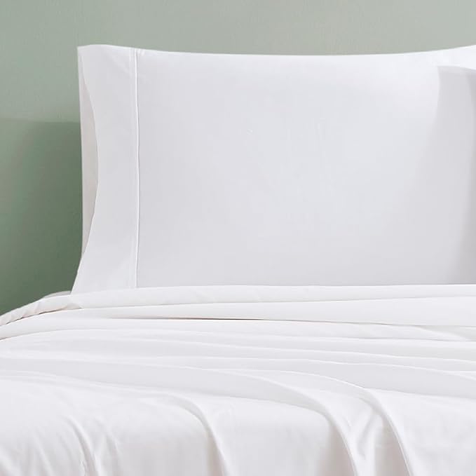 Linen Closet 100% Organic Cotton King Size Pillow Cases Set of 2, Arctic White, 300 Thread Count Pillow Covers, Percale Weave, Cooling, Crisp & Breathable Pillowcases for Home & Hotel Pillows, 40"x20"