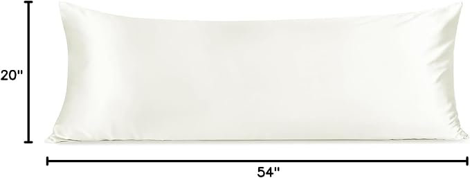 INFIIXSO Body Pillow Cover with Zipper, Luxury Mulberry Silk Body Pillow Case 20x54 Inches, Ultra Smooth and Soft Cooling Long Pillowcase, Gift for Women, Men(Cream)