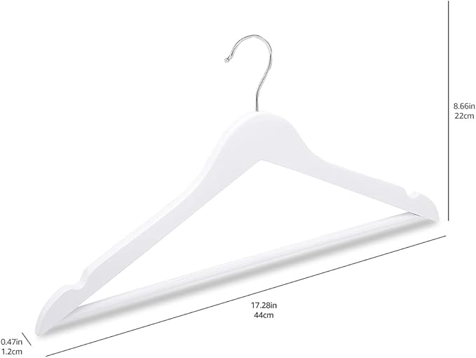Amazon Basics Wood Suit Clothes Hangers for Closet Organizer, White, 60-Pack