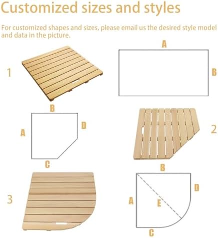 Wooden Shower Mat Non Slip Bathroom Floor for Bathtub Pool Use Commercial Grade Waterproof Bath,Natural Wooden Shower Mat, Non-Slip Bath Foot Pedal with Handle, Stable Dr