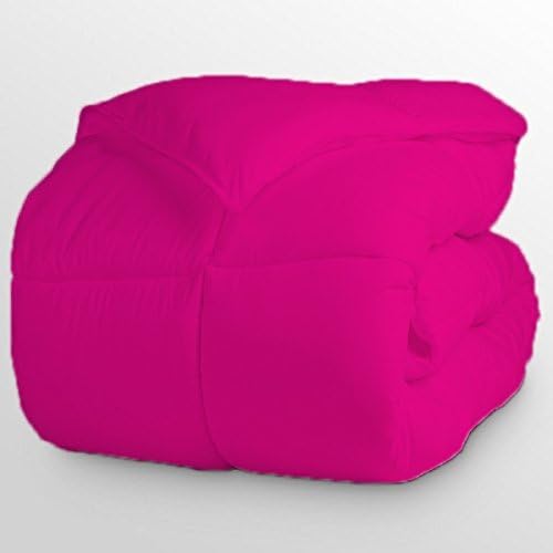 Luxurious and Hypoallergenic 600 Thread Count 1 Piece Down Alternative Comforter 100% Egyptian Cotton Solid (Twin/Twin XL, Hot Pink)