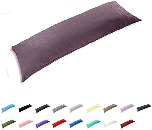 TAOSON 100% Cotton 300 Thread Count Body Pillow Cover Pillowcase Pillow Protector Cushion Cover with Zippers Only Cover No Insert (Dark Purple,21"x54")