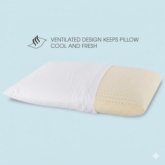 Talalay 100% Natural Latex Pillow, Premium Bed Pillow for Sleeping with Removable Cotton Cover, Helps Relieve Pressure, Breathable, Best Gift with Perfect Package (1, Standard (Mid Loft))