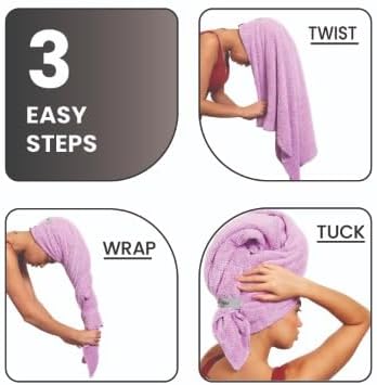 Curly Girl Microfiber Hair Towel Wrap for Women, 41" x 31" Large Quick Dry Hair Towel, Secure Fit with Elastic Strap, Anti-Frizz Hair Plopping Wrap for Long, Thick Hair