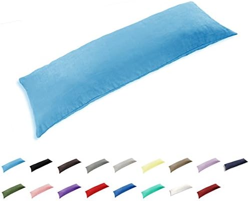 TAOSON 100% Cotton 300 Thread Count Body Pillow Cover Pillowcase Pillow Protector Cushion Cover with Zippers Only Cover No Insert (Aqua Blue,21"x54")