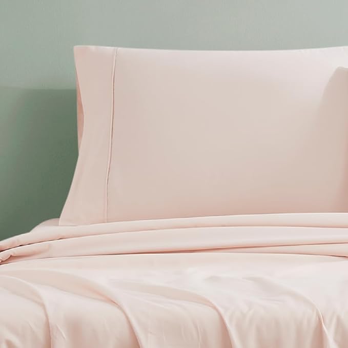 Linen Closet 100% Organic Cotton Pillow Cases standard Size Set of 2, Pale Pink, 300 Thread Count Pillow Covers, Percale, Cooling, Crisp, Breathable Pillowcases for Home, Hotel Pillows, 30"x20”