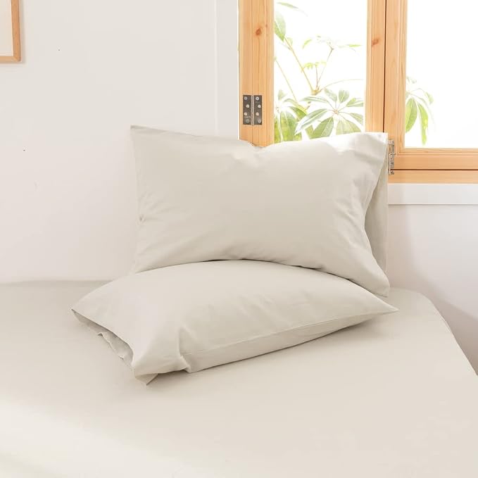 Simple&Opulence Linen Cotton Blend Pillowcases, King Size 20"x40", Flax Color, 2 Pack