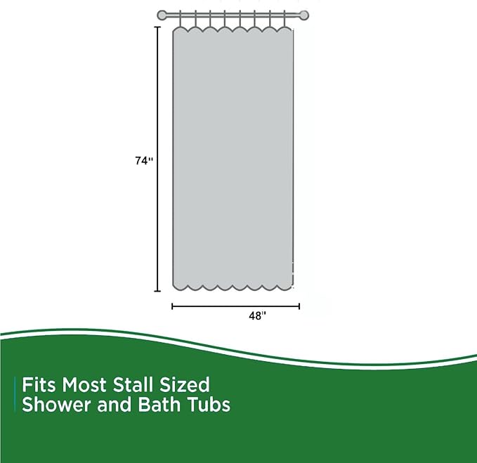 48x74 Stall Shower Curtain Liner, Clear Plastic Heavy Duty Thick Waterproof 48 x 74 Shower Curtain with 3 Weighted Magnets and 8 Rustproof Grommets
