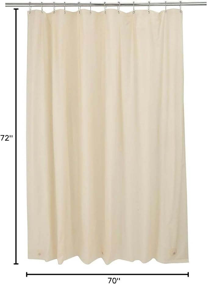 Bath Bliss PVC Heavy Weight Shower Curtain Liner with Suction Cup Splash Guard | 4G | 70" x 72" | Rust Resistant Copper Grommets | Magnetic Hem | Beige