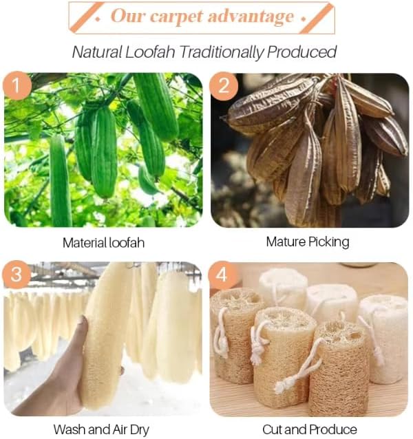 Natural Loofah Sponge Body Scrubber for Men & Women – Set of 3 Organic Exfoliating Bath Sponge for Deep Body Cleansing - Handcrafted in Vietnam (3 Count)