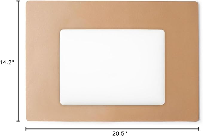 Leatherology Premium Tan Full Grain Leather Modern Conference Pad – Slim Desk Mat for Laptop, Keyboard & Mouse | Professional Workspace