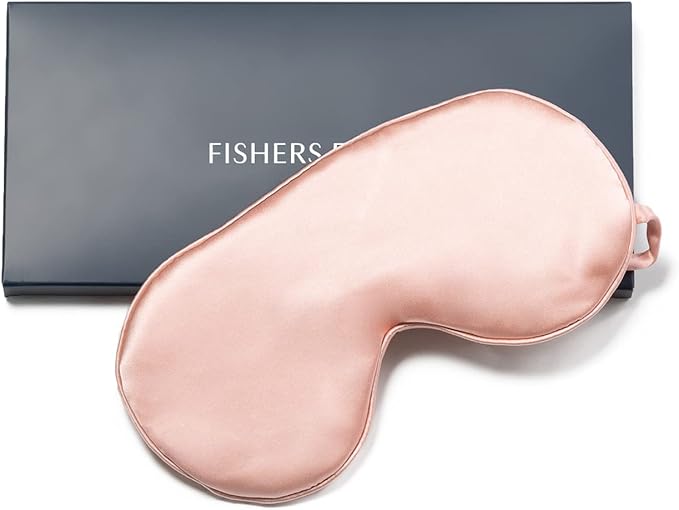Fishers Finery 25 Momme Pure Mulberry Silk Sleep Eye Mask with Adjustable Strap (Black)