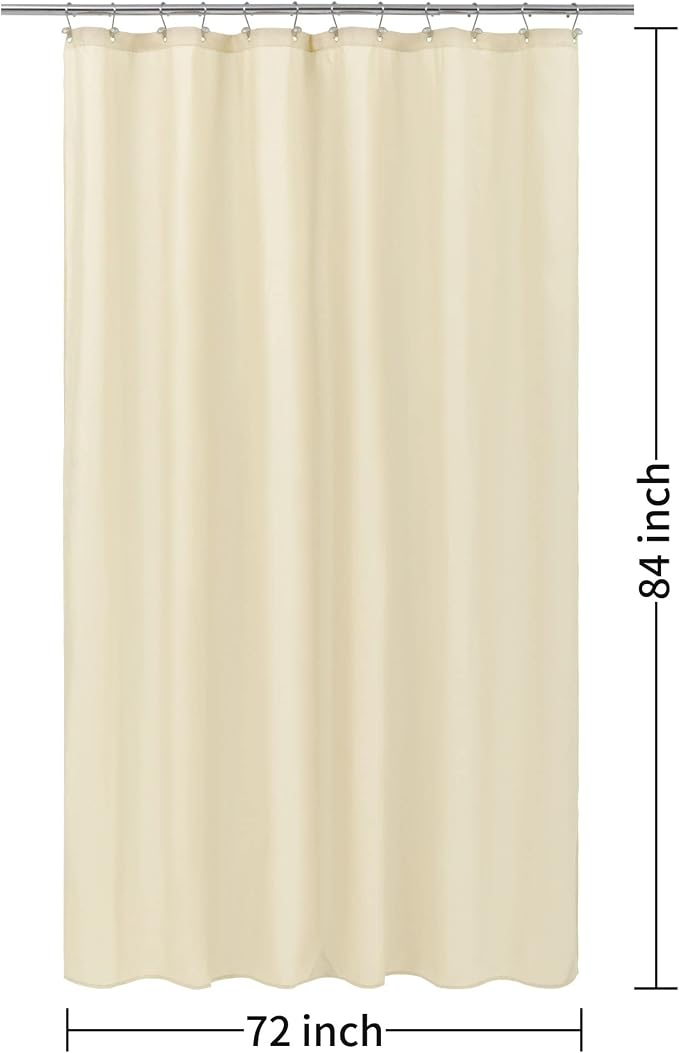 ALYVIA SPRING Extra Long Fabric Shower Curtain Liner Waterproof - 72" x 84", Soft & Lightweight XL Shower Curtain with 3 Magnets, Machine Washable - 72x84, Cream