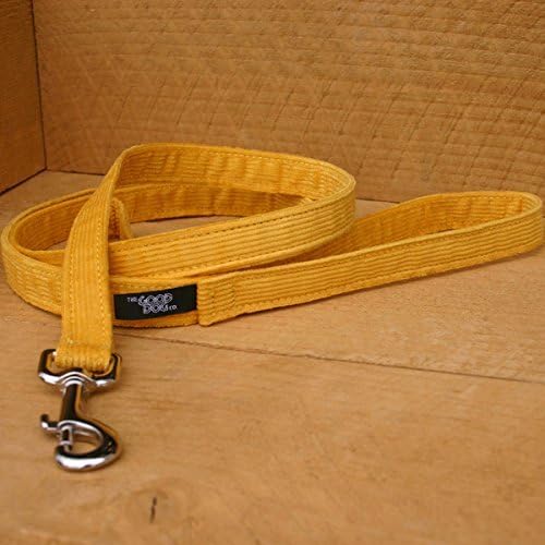 The Good Dog Company Hemp Corduroy Leash - 6 ft (1 Inch Width, Marigold)