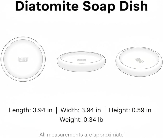Round Diatomite Soap Dish for Bathroom Sink, Quick-Drying Stone Bar Soap Holder Tray, 3.9 Inch Diameter