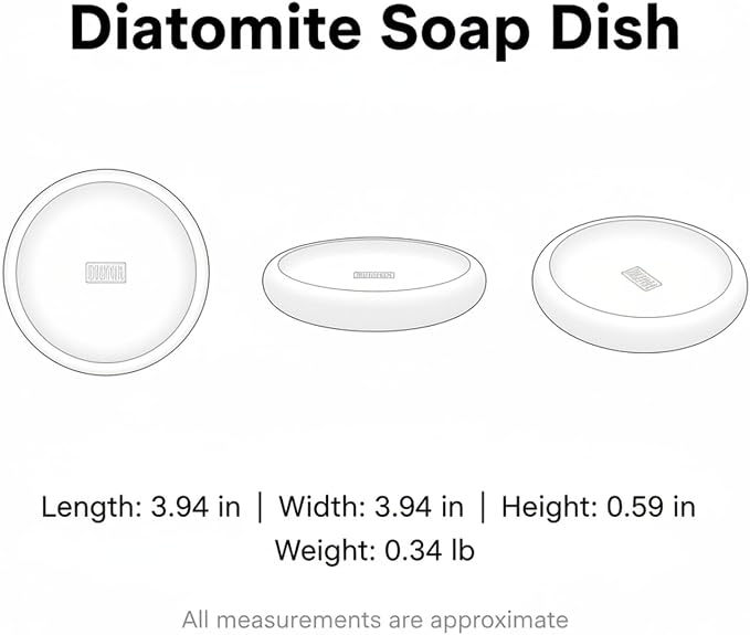 Round Diatomite Soap Dish for Bathroom Sink, Porous Stone Bar Soap Holder Tray, 3.9 Inch Diameter
