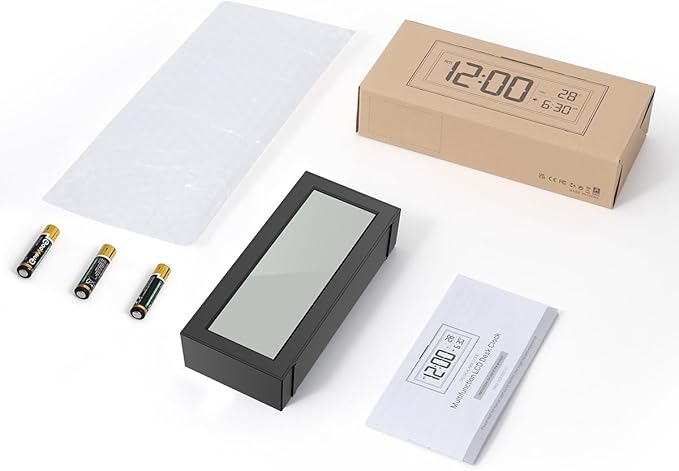 ORIA Battery Operated Digital Clock, Small Travel Alarm Clock with Indoor Temp, Date, Blacklight, Snooze, Desk Clock for Kids, Teens, Seniors, Bedrooms, Batteries Included
