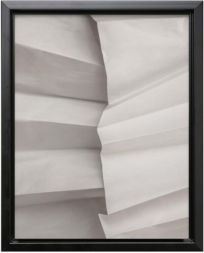 Monem Art Minimalist Folded Paper Texture Print - Neutral Abstract Modern Art Poster - Wall Decor for Living Room, Bedroom or Office - 12x16 Black Framed CANVAS Wall Art by Mareike Bohmer