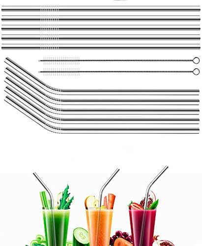 Reusable Metal Bent Straws 50pack in Bulk,10.5inch Stainless Steel Drinking Straws for 30oz/20oz Tumblers Yeti Cups Child Metal Straws(New All bent 50pcs -10.5" Silver)
