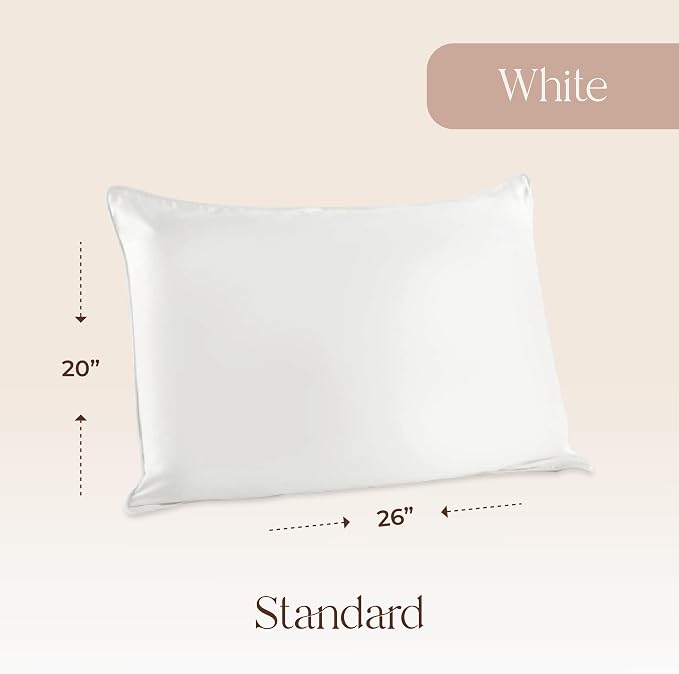 Organic Cotton Pillow Protector Standard Size - 100% Cotton GOTS Certified Pillow Case Protector with Zipper - Hypoallergenic Machine Washable Edge Piping & Breathable Cover - 2 Pack (White, Standard)