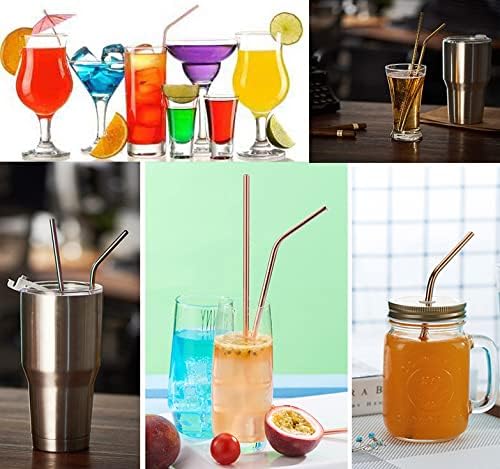 Rose Gold Metal Straws 100Pcs.Bulk Order Stainless Steel Straws 8.5'' x6mm Drinking Straws Reusable for 20/30Oz for Yeti RTIC SIC Ozark Trail Tumbler (8.5" Long, Rose Gold-100pcs Straight)