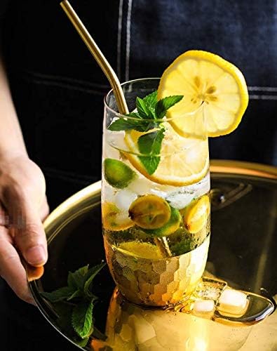 50-Pack Stainless Steel Straws,Super Long 10.5 Inch Drinking Metal Straws for 30oz/20oz Tumblers Yeti Cups Travel Mugs,Reusable Rustproof Dishwasher Safe (All bent 50pcs -10.5" Gold)