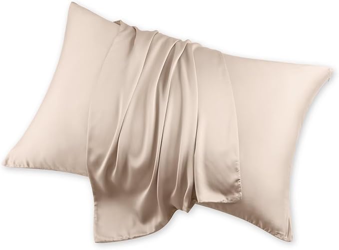 4 Pack Cooling Pillow Cases,Viscose Derived from Bamboo Pillow Protectors King Size Set of 4, 400 Thread Count Soft Silky Breathable Summer Pillow Cover with Zipper Hidden (4PCS, King,Beige)