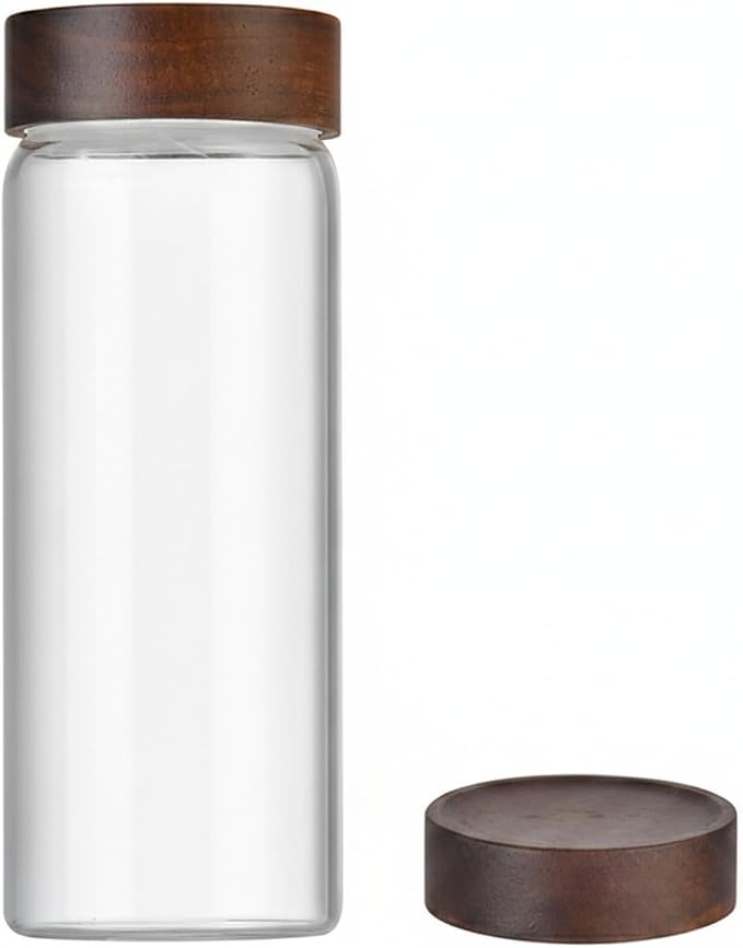 Borosilicate Glass Storage Jar with Bamboo Lid, Clear Food Canister for Pantry Organization (1 PC)