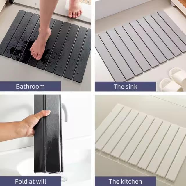 Large Stone Dish Drying Mat for Kitchen Counter – Collapsible Quick Drying Dish Mats | Versatile Dish Stone Drying Mat for Cups Dishes Bottles | Non-Slip Kitchen Sink Mat | (23″ × 15.5″) Dark Grey