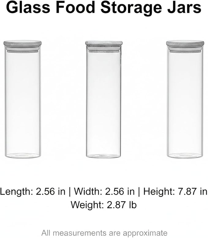 Borosilicate Glass Storage Jars with Bamboo Lids, Clear Kitchen Canisters for Pantry Organization of Dry Goods, Coffee, Tea, and Grains