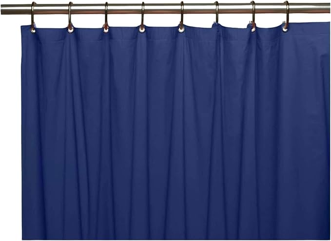 Dependable Industries inc. Essentials Magnetized Shower Curtain 3 Gauge Magnetized Bottom Liner Navy Blue