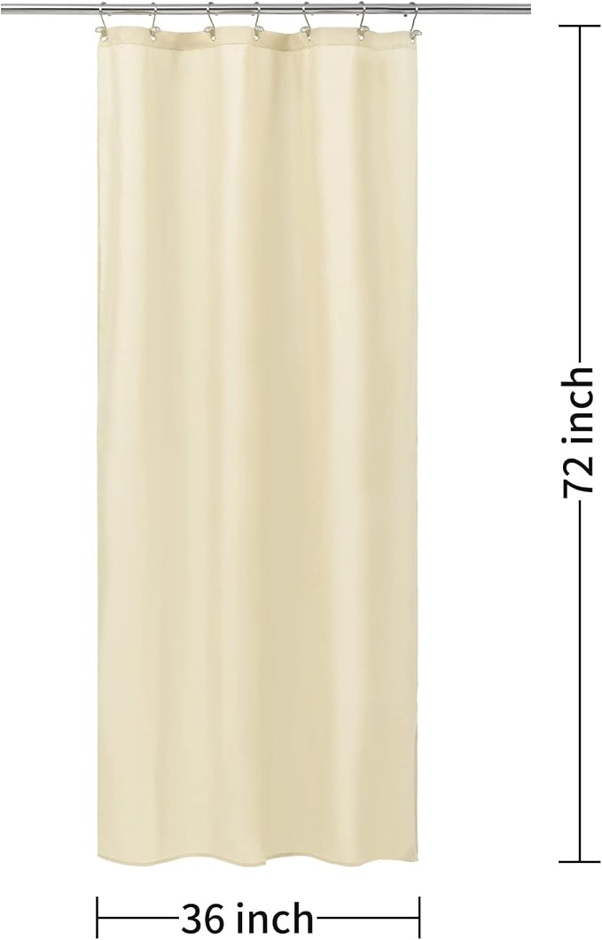 ALYVIA SPRING Stall Fabric Shower Curtain Liner Waterproof - Soft & Lightweight Small Shower Curtain with Magnets for Narrow Stall Size, Machine Washable - 36x72, Cream