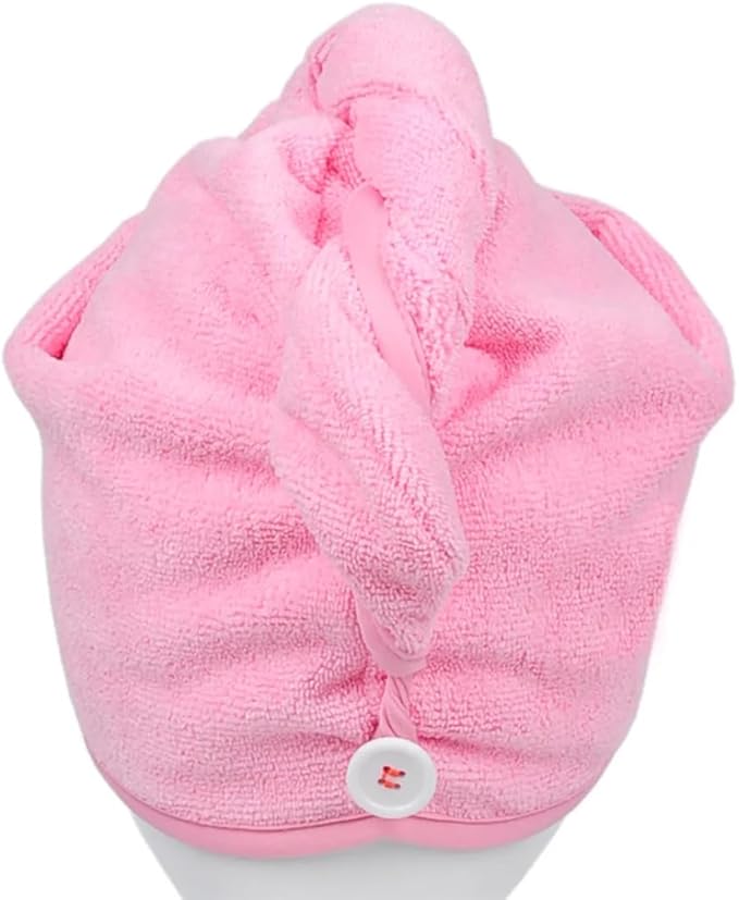 Microfiber Hair Towel Wrap 3 Pack Quick Dry Turban for Wet Hair Soft Lightweight Absorbent (Pink, Blue & Gray