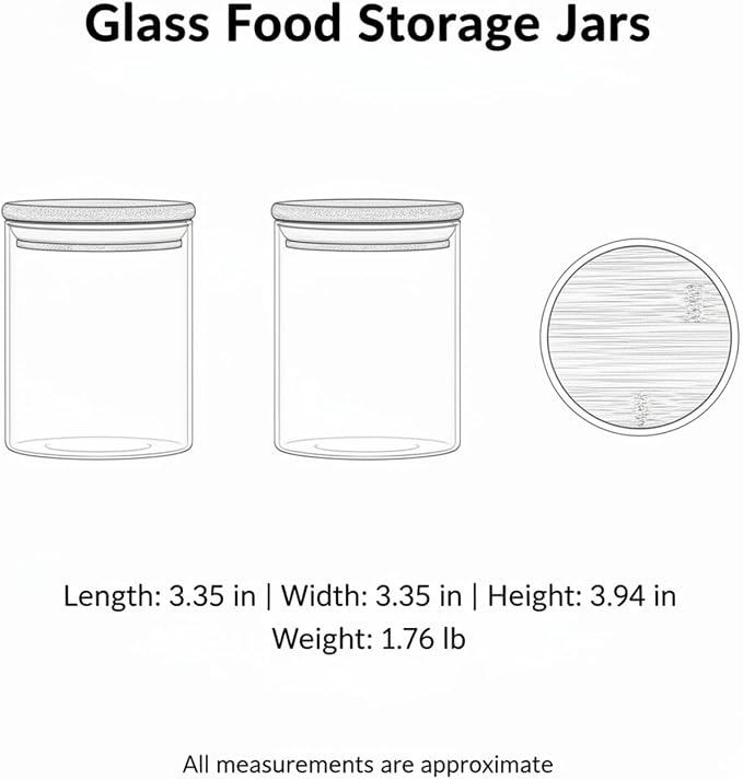 Borosilicate Glass Storage Jars with Bamboo Lids, Clear Kitchen Canisters for Pantry Organization of Dry Goods, Coffee, Tea, and Grains