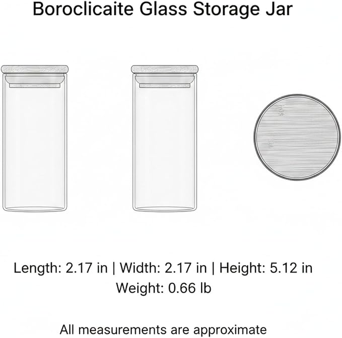Borosilicate Glass Storage Jar with Bamboo Lid, Airtight Dry Food Canister for Kitchen Pantry & Countertop Organization