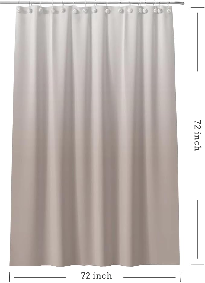 TIKABC Gradient Begie Shower Curtain Liner, 4G PEVA Shower Liner, Plastic Waterproof Shower Curtains, 72x72 inch with Grommet Holes 3 Magnetic Weights…