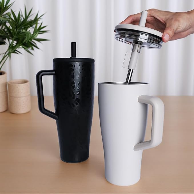 Jetstop Straw Kit Compatible with Brumate Era 40 oz - 4 Stainless Steel Straws with Silicone Straw Connectors, Sealing Rings & Cleaning Brushes - Reusable Accessories for Brümate Tumbler