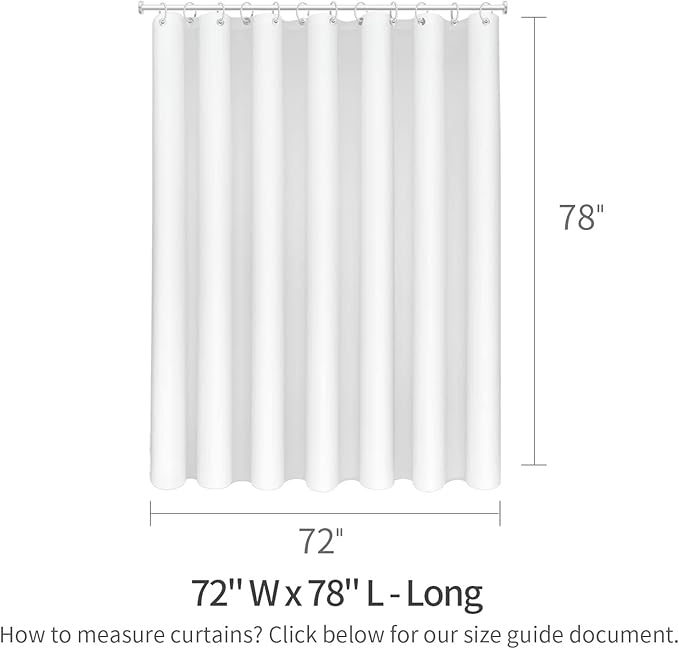 MitoVilla Long Fabric Shower Curtain Liner, Soft & Lightweight Shower Curtain Liner for Hotel, Machine Washable, Waterproof, 72x78 Inch, Burgundy